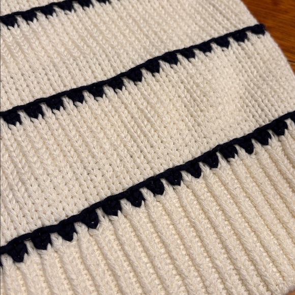 MADEWELL M Textured Cotton Crewneck Sweater in Ivory Navy Stripe - Picture 6 of 9